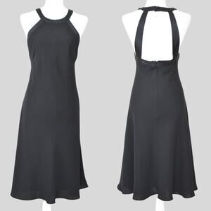 JONES NEW YORK Women's Black Backless Halter Cocktail Dress Size 14
